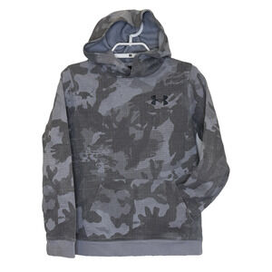 Under Armour Digital Camo Boys Hoodie Sweatshirt Size YMD Gray Kangaroo Pocket